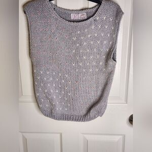 JR'S  L Gray Knitted Sleeveless SILK Blend Women's Top Tank Vest